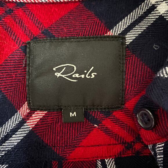 Rails Hunter Plaid Flannel Shirt S/M Cherry Red Navy White Button Long Sleeve - Picture 2 of 13